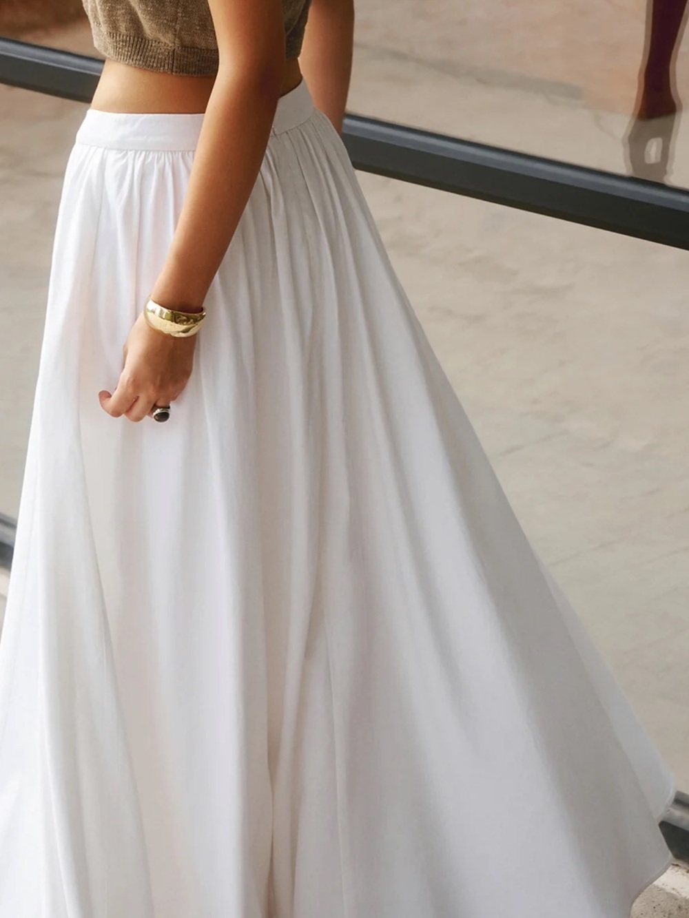 Commense Cotton Pleated Maxi Skirt - Picture 6 of 6